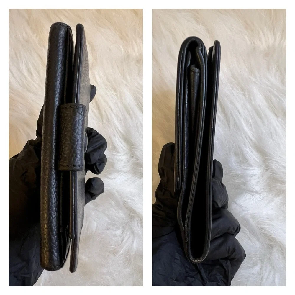 Authentic Chanel Black Caviar Leather Bi-Fold Wallet